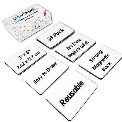 IMAGAME Dry Erase Magnets, Blank Magnetic Dry Erase Lables, 36Pack, 3" x 5" - size: 3" x 5" Blank