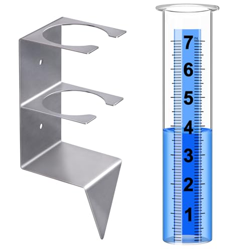 Rain Gauge Outdoor, Large 7" Rain Gauge with Stainless Steel Rack Holder - size: 7"