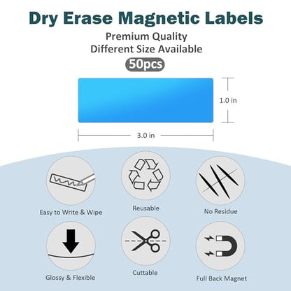 LLPT Dry Erase Magnetic Labels 1" x 3" 50 Packs Yellow - color: Yellow, size: 1" x 3"