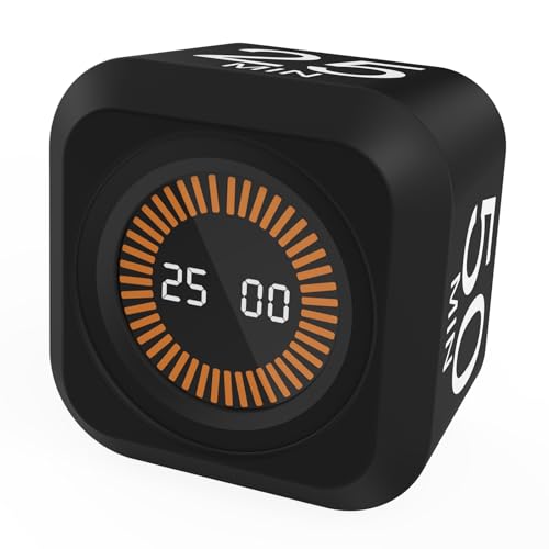 Rotating Cube Visual Countdown Timer 5, 25, 10, 50 Min Preset+Custom Mode - color: Black
