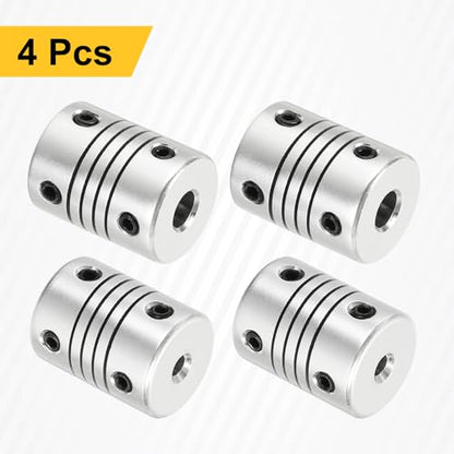 uxcell 4Pcs Flexible Couplings 3mm to 5mm Aluminum Alloy Joint Connector - size: 3mm to 5mm, style: D15 x L20mm