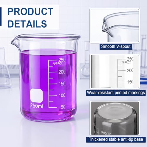 8 Pcs 250ml Glass Beaker Set Griffin High Borosilicate Beaker
