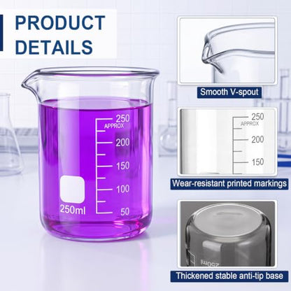 8 Pcs 250ml Glass Beaker Set Griffin High Borosilicate Beaker