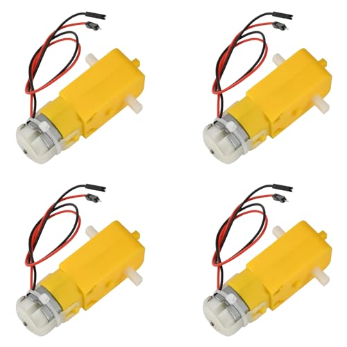 4 PCS DC TT Motor Gearbox Motor - 3~6V Dual Shaft Geared Electric Motors 200RPM Ratio 1:48 for Arduino Smart Car Chassis DIY Robot Toys