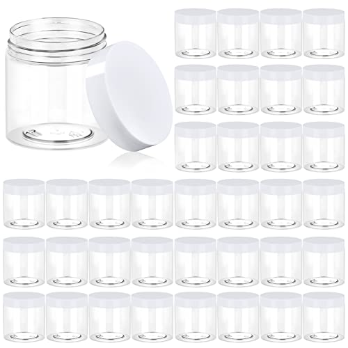 Eternal Moment 36 Pack 4 OZ Plastic Jars Clear Cosmetic Container with Lids - color: White Lid, size: 4 Ounce