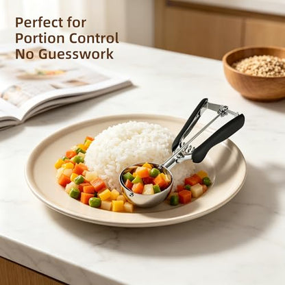 Large Ice Cream Scoop 65MM, Trigger Release Stainless Steel Cookie Scoop, Portion Scoop 2.82 oz/80ml, Commercial Food Disher, for Portion Control, Cookie Dough, Cupcake Batter (5.3 Tablespoon) - size: 5.3 tbsp