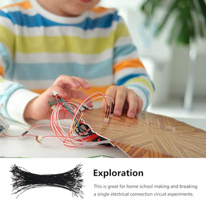 SEWACC 100pcs Interconnect Circuit Wire Physics Laboratory Electricity Connection Wire Black - color: Black