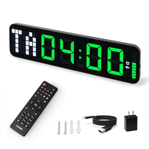 Gym Timer 15'' Large Wall Clocks for Home Gym, Interval Workout Countdown Clock Remote Control for Boxing Crossfit Fitness Tabata Home Gym Accessories - color: Blcak+green