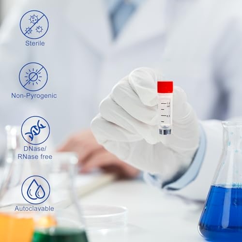 Multi-Coded Cryovials 1.0 ml, 500 Pcs, External Thread, Red Caps - color: Red, size: 1.0ml