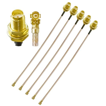 5pcs RG178 UFL SMA Coaxial Cable, U.FL to SMA Female Pigtail Jumper, SMA Female to U.FL IPX MHF1 Coax Cable 4inch (10cm) Low Loss Extension Cable for Wi-Fi Radios, Antenna, Mini PCI