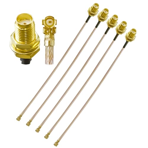 5pcs RG178 UFL SMA Coaxial Cable, U.FL to SMA Female Pigtail Jumper, SMA Female to U.FL IPX MHF1 Coax Cable 4inch (10cm) Low Loss Extension Cable for Wi-Fi Radios, Antenna, Mini PCI