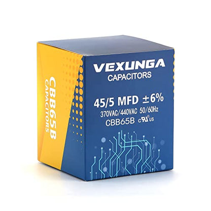 VEXUNGA 45/5 uF 45+5 MFD 370V or 440V Dual Run Start Round A/C Capacitor 45 5 uF 370 440 Volt VAC CBB65B Air Conditioner Capacitors for AC Unit Fan Motor Start or Heat Pump or Condenser Straight Cool - style: [V03] 45+5 uF Round