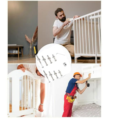 Baby Bed Frame Bolts, Crib Screws Hardware ReplacementKit M6x40/50/60/70/80mm Hex Drive Socket Cap Screws Barrel Nuts Wooden Dowel Kit for Beds Chairs Furniture et (50Set) - size: 50Set