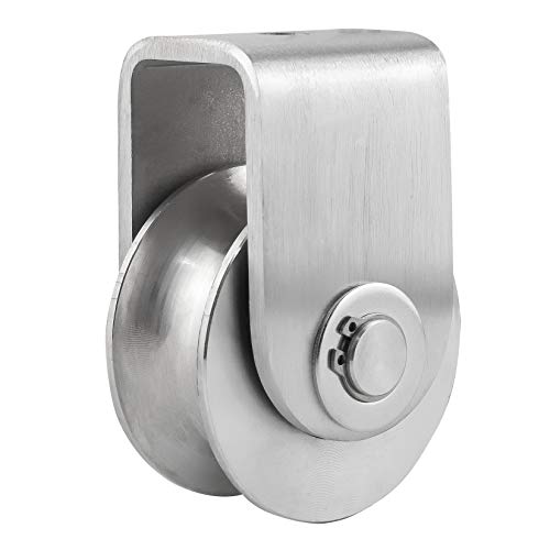 Pulley Block U Type 304 Stainless Steel Pulley Roller Duplex Bearing Super-Silent Detachable 360 Degree Rotation Heavy Duty Grooved Wheel 1-Pack - size: U Type Slot Pulleys 3.582in