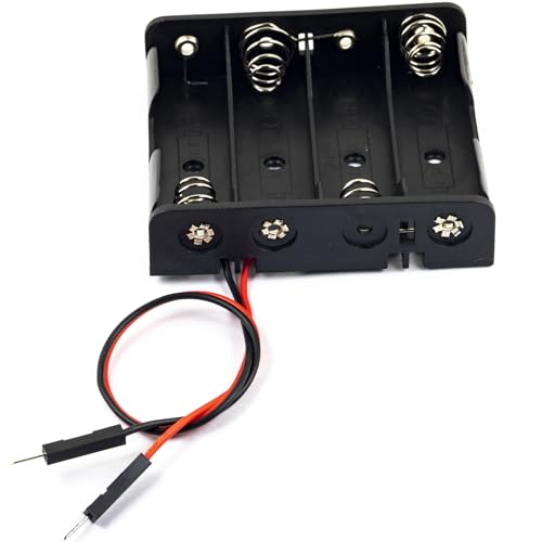 whiteeeen 2pcs 4 AA Battery Holder 4 Slots 6V (4 x 1.5V) Battery Box case with Male Pin Header Wire Lead Easy to Use - size: AA 4x1.5V with Male Pin Header (2pcs)