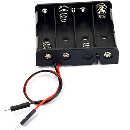 whiteeeen 2pcs 4 AA Battery Holder 4 Slots 6V (4 x 1.5V) Battery Box case with Male Pin Header Wire Lead Easy to Use - size: AA 4x1.5V with Male Pin Header (2pcs)