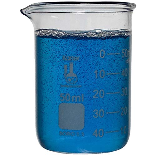 50ml Beaker, Low Form Griffin, Borosilicate 3.3 Glass, Double Scale, Graduated, Karter Scientific 213D31 (Single) - size: 50ml, style: Pack of 1