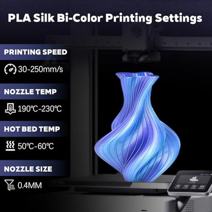 Silk Dual Color Sky Blue Purple PLA 1.75mm 1kg Shiny 3D Print Filament FDM - color: A_pla-2ssc-04 Silk Sky Blue+purple