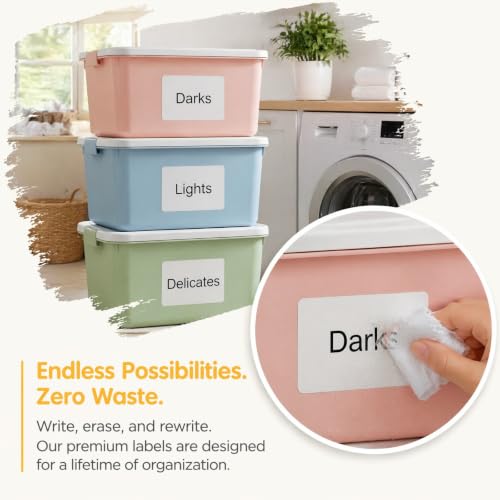 4x6 White Erasable Labels for Storage Bins, 50 Pack