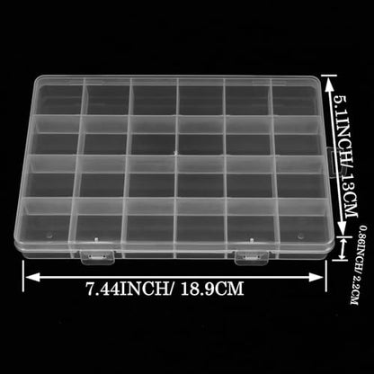 2 Pack 24 Grids Clear Plastic Organizer Box Fixed Compartment Storage Container for Craft, Beads, Jewelry, Small Parts, Small Items