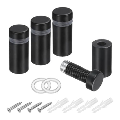 uxcell 4Pcs Sign Standoff Screws, 15/32" x 1" Stainless Steel Wall Standoff Mount Hardware Advertising Glass Nail for Glass Acrylic Panel Picture Frame, Black - size: 15/32" x 1"