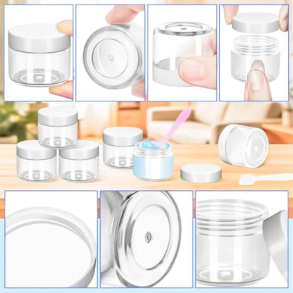 32 Pack 20g Clear Plastic Jars Containers, 20ml Travel Size Makeup Container Jars with Lids, Small Round Cosmetic Pot Jar for Cosmetic Cream Lip Balm Salve Sample Beauty Lotion,White Lid - color: White, size: 20g