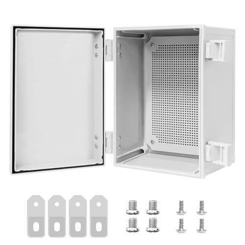 Junction Box IP65 Waterproof Dustproof ABS Plastic Enclosure, Outdoor and Indoor Project Box Hinged Cover with Mounting Plate Wall Brackets, Outer Dimension 11.8"x 7.9" x 6.3", Grey - size: 11.8"x 7.9" x 6.3" (1pc)