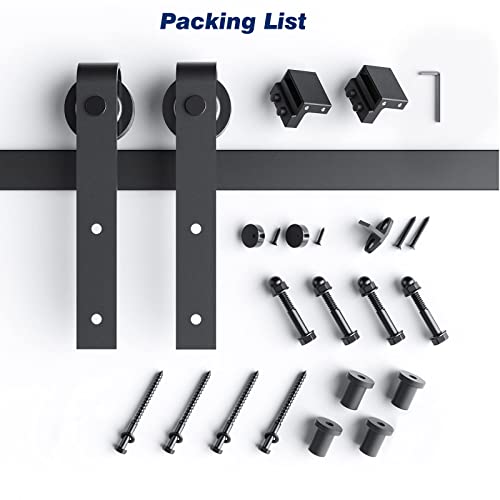 EaseLife 5 FT Heavy Duty Sliding Barn Door Hardware Track Kit,Basic J Pulley,Slide Smoothly Quietly,Easy Install (5FT Track Kit for 26"~30" Wide Single Door) - size: 5 Feet