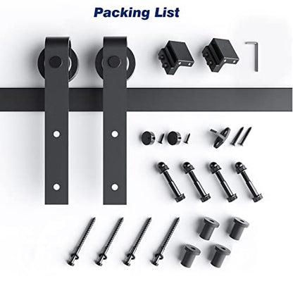 EaseLife 5 FT Heavy Duty Sliding Barn Door Hardware Track Kit,Basic J Pulley,Slide Smoothly Quietly,Easy Install (5FT Track Kit for 26"~30" Wide Single Door) - size: 5 Feet
