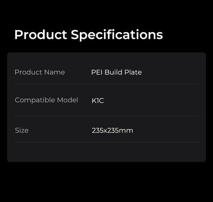 Creality K1C PEI Build Plate Frosted Coating Printing Platform Board PEI Plate Build Surface for Creality K1C 3D Printer 235x235mm - style: K1C PEI Build Plate