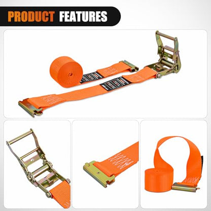 Nilight E-Track Ratchet Straps 8 Pack 2" x 15' Orange - color: 2in x 15ft E-Track Ratchet Straps