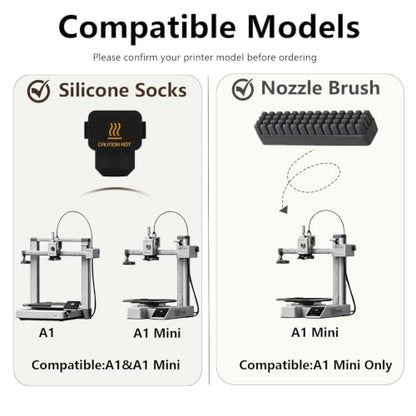 Hotend Care Kit:10Pcs Silicone Sock & 3Pcs Brush for Bambu Lab A1 mini - size: For A1 Mini