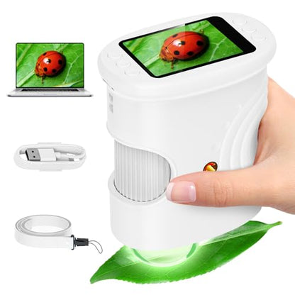 Alotwan Kids Microscope Handheld, Digital 1000X Zoom Pocket Microscope - color: White