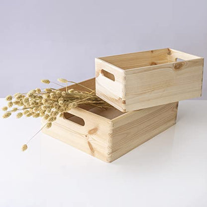 Creative Deco Large Wooden Crate Nesting Crate Handles - color: Beige, size: L