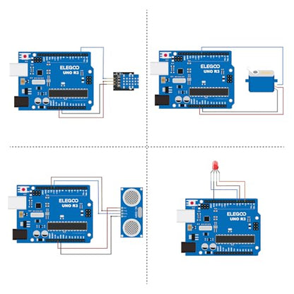 ELEGOO UNO Basic Starter Kit and 5PCS Ultrasonic Sensor Kit Bundle for STEM