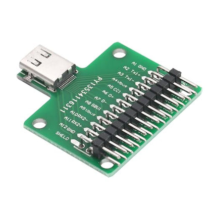 2Pcs USB 3.1 Type-C 24Pin Test PCB Adapter - size: Long Socket with Dual Row Bent pin Header