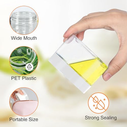 PeacePeo 4 OZ Plastic Jars with Lids, 72 Pcs Clear Storage Containers