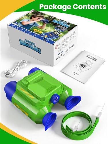 Acoath Binoculars for Kids with Night Vision Camera, Kids Telescope, 10X Optical Zoom, Magic Adventures Telescope Toys Gifts for Age 3, 4, 5, 6, 7, 8, 9, 10+ Years Old Boys Girls - color: Green