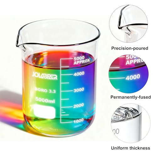 JOLABEAR 5000ml Glass Beaker, 3.3 Borosilicate Laboratory Beaker - size: 5000ml