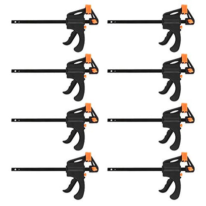 4 Inch Bar Clamps for Woodworking, 8 Pack Quick Grip Clamps Trigger Clamp One Handed Ratchet Clamp, Mini Small Bar Clamp for Craft