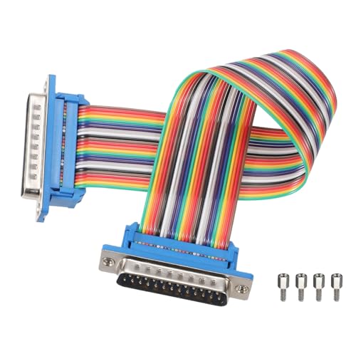 MECCANIXITY IDC Rainbow Wire Flat Ribbon Cable DB25 Male to DB25 Male 8 Inch Length 2.54mm Pitch Breadboard Jumper Wires for Electronic Projects - size: 8 Inch, style: DB25 Male to DB25 Male