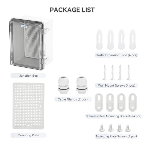 Mollom Transparent Cover Outdoor Junction Box (8.3x6.3x5.1In) - size: 8.3x6.3x5.1"