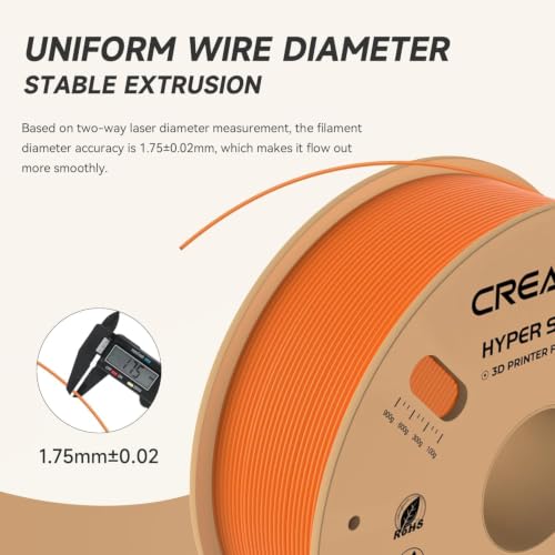 Official CREALITY Hyper PLA Filament 1.75mm, High Speed PLA 30-600mm/s Rapid 3D Printer Filament, Dimensional Accuracy +/-0.02mm, Stronger Toughness, Fit Most FDM 3D Printers，1KG(2.2lbs) Spool Orange - color: Orange