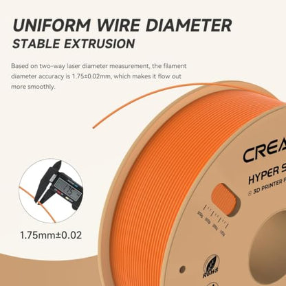 Official CREALITY Hyper PLA Filament 1.75mm, High Speed PLA 30-600mm/s Rapid 3D Printer Filament, Dimensional Accuracy +/-0.02mm, Stronger Toughness, Fit Most FDM 3D Printers，1KG(2.2lbs) Spool Orange - color: Orange