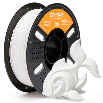 ERYONE Matte PLA Basic 3D Printer Filament 1.75 +/- 0.03mm, Matte Filament 1KG(2.2LBS) Spool, Soft White - color: Lite Matte Soft White