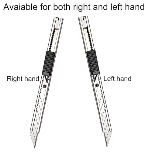 Gebildet 5pcs Right and Left Hand Stainless Steel Lockable Cutter Knife / 9mm Snap Off Blades / 30 Degree Foil Knife/Utility Knife/Graphic Knife/Great for Foils, Wallpaper, Crafts, Cartons - color: Ss