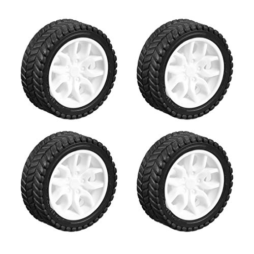 uxcell 30mm Rubber RC Wheel Tires DIY Model Robots 4pcs, White and Black