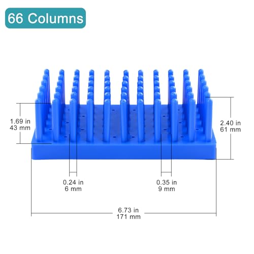 stonylab Plastic Test Tube Rack, Drip Style Column Test Tube Holder for Drying and Storing Test Tubes, 66 Columns, 1-Pack, Blue