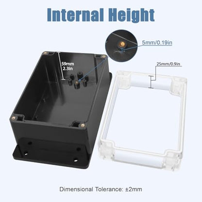 Project Box IP65 Waterproof ABS Plastic Electrical Junction Box with Clear Cover Enclosure with Fixed Ear, Black 6.2"x 4.2"x 3.5"(160x110x90mm)(Pack of 1) - color: 1 pack, size: 6.2"x 4.2"x 3.5"