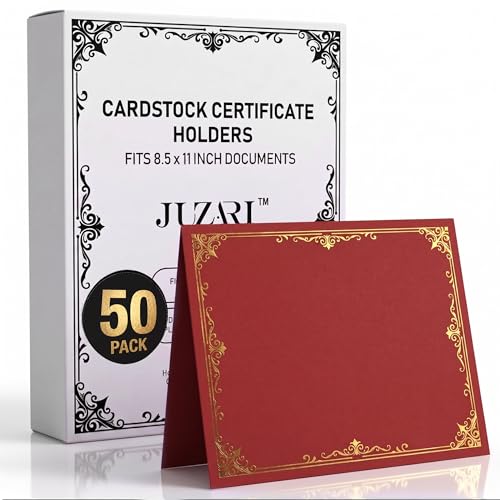 50 Pack Double Sided Certificate Holders 8.5x11 Burgundy - Heavyweight 300gsm Cardstock Diploma Holder - Dual Certificate Folder Letter Size Graduation Award Certificate with Gold Foil Diploma Cover - color: Burgundy-Gold, size: 50 Pack